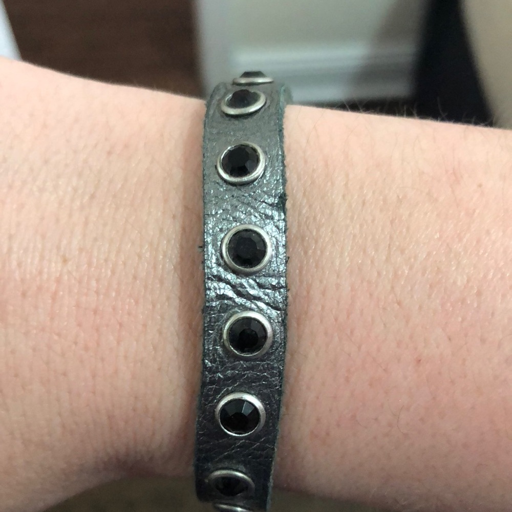 Silver leather bracelet